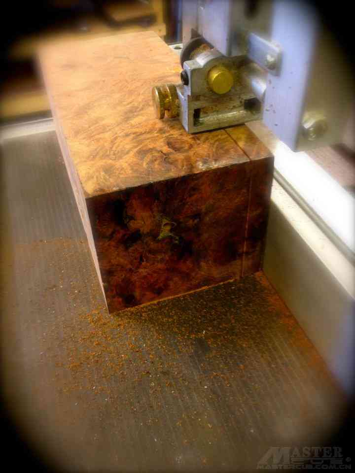 Cutting a big old block of burr wood